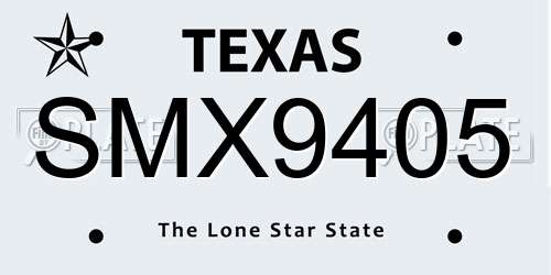 SMX9405 Texas License Plate