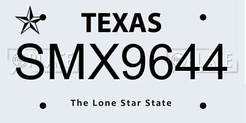 SMX9644 Texas License Plate