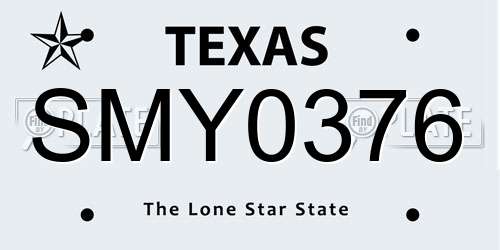 SMY0376 Texas License Plate
