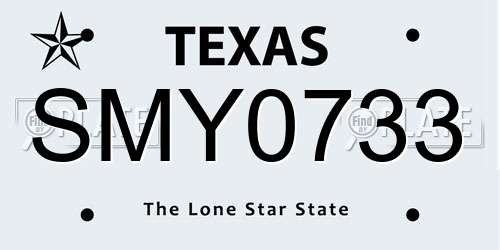 SMY0733 Texas License Plate