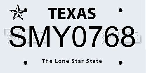 SMY0768 Texas License Plate
