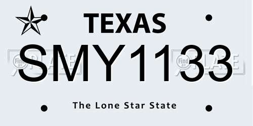 SMY1133 Texas License Plate