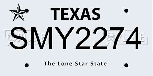 SMY2274 Texas License Plate