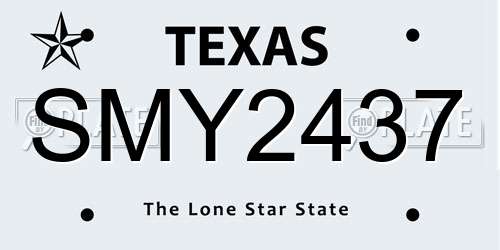 SMY2437 Texas License Plate