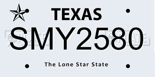 SMY2580 Texas License Plate