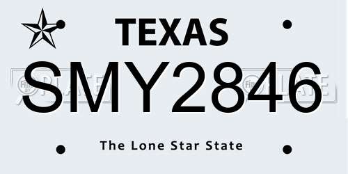 SMY2846 Texas License Plate