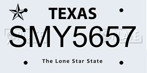 SMY5657 Texas License Plate