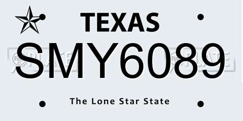 SMY6089 Texas License Plate