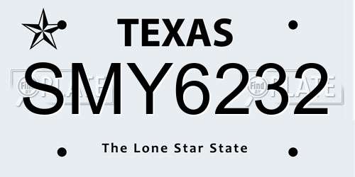 SMY6232 Texas License Plate