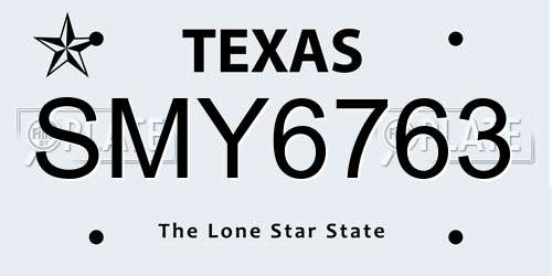 SMY6763 Texas License Plate