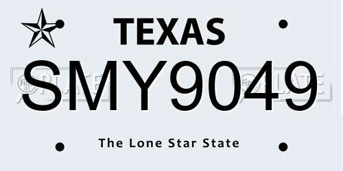 SMY9049 Texas License Plate