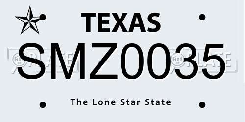 SMZ0035 Texas License Plate