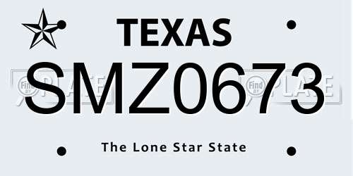 SMZ0673 Texas License Plate