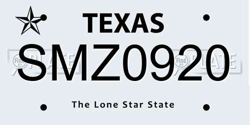SMZ0920 Texas License Plate