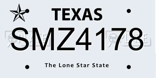 SMZ4178 Texas License Plate