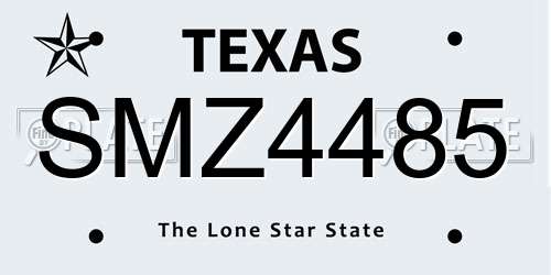 SMZ4485 Texas License Plate