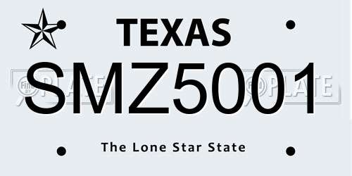 SMZ5001 Texas License Plate