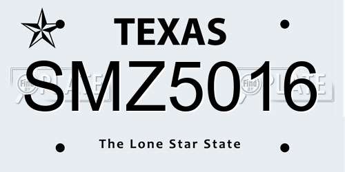 SMZ5016 Texas License Plate