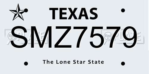 SMZ7579 Texas License Plate