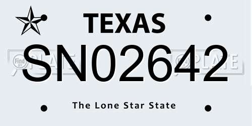 SN02642 Texas License Plate