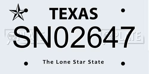 SN02647 Texas License Plate