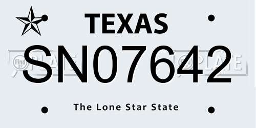SN07642 Texas License Plate