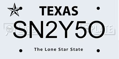 SN2Y5O Texas License Plate