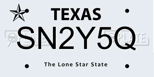SN2Y5Q Texas License Plate