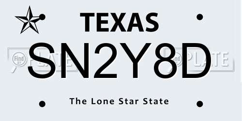 SN2Y8D Texas License Plate