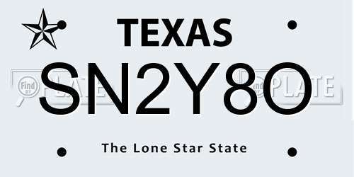 SN2Y8O Texas License Plate