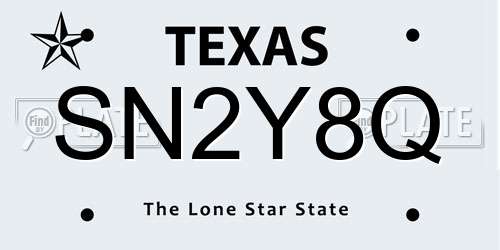 SN2Y8Q Texas License Plate