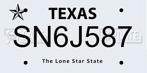 SN6J587 Texas License Plate