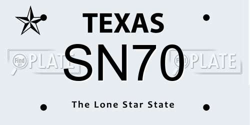 SN70 Texas License Plate