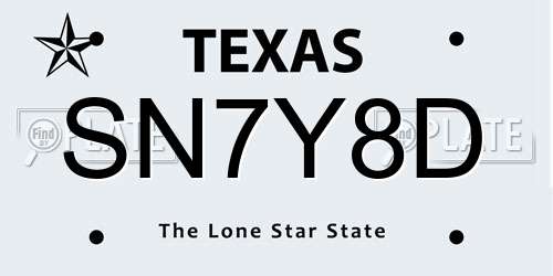 SN7Y8D Texas License Plate