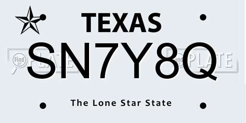 SN7Y8Q Texas License Plate