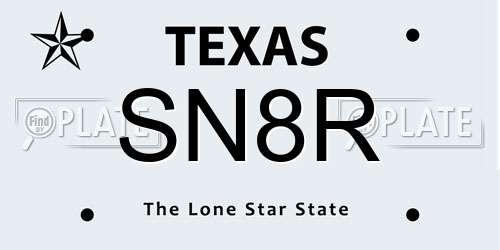 SN8R Texas License Plate