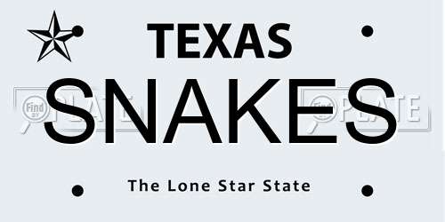 SNAKES Texas License Plate