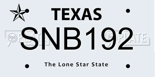 SNB192 Texas License Plate
