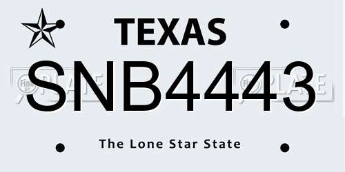 SNB4443 Texas License Plate