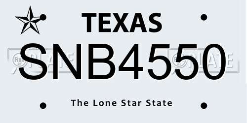 SNB4550 Texas License Plate