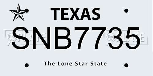 SNB7735 Texas License Plate