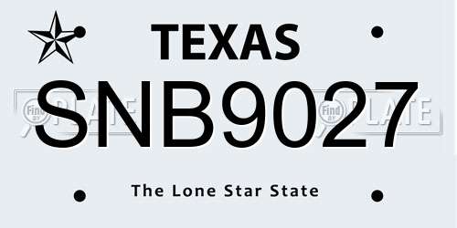 SNB9027 Texas License Plate