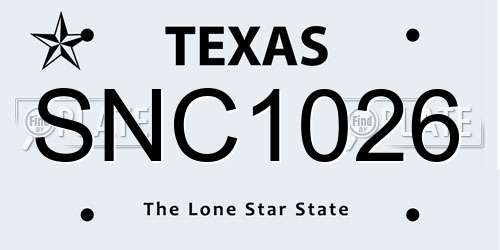 SNC1026 Texas License Plate