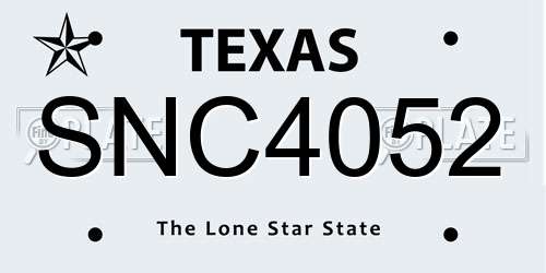SNC4052 Texas License Plate