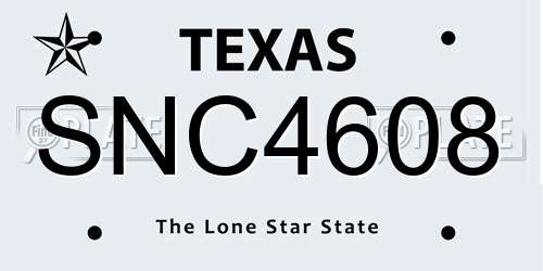 SNC4608 Texas License Plate