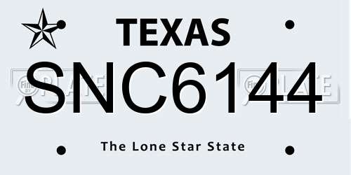SNC6144 Texas License Plate