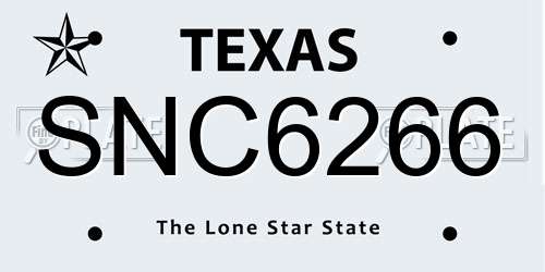 SNC6266 Texas License Plate