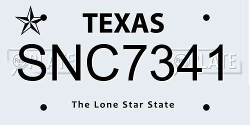 SNC7341 Texas License Plate
