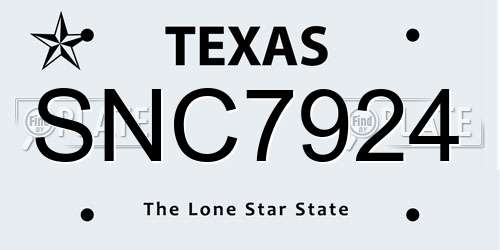 SNC7924 Texas License Plate