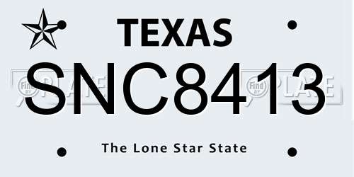 SNC8413 Texas License Plate